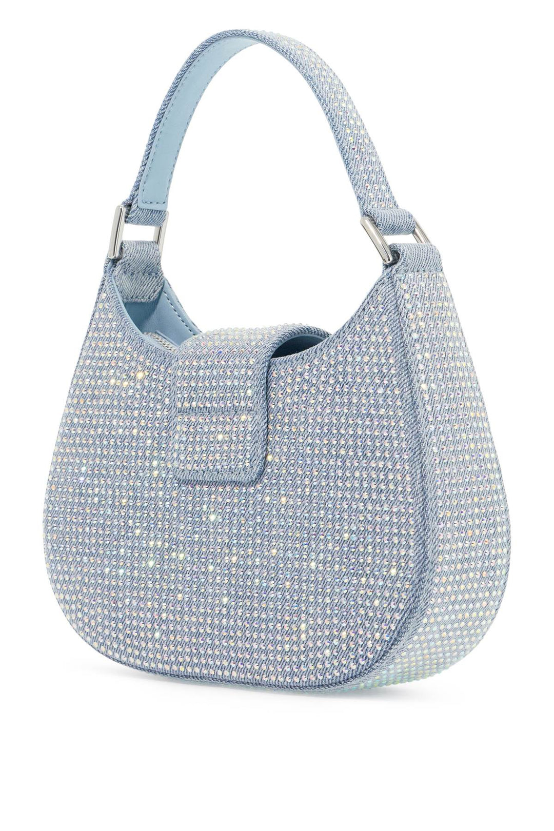 mini crescent denim bag with rhinestones-1