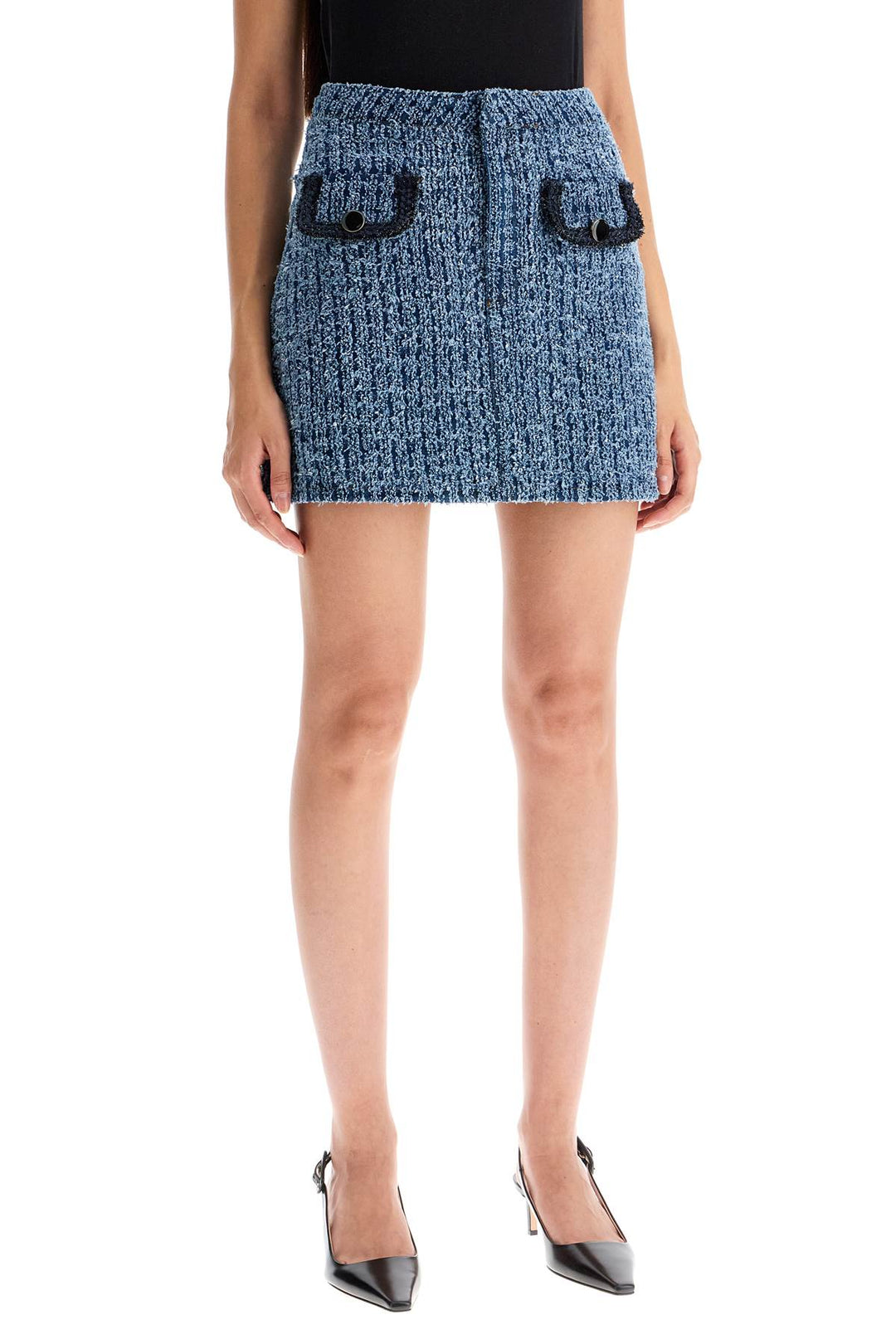 distressed denim mini skirt-1