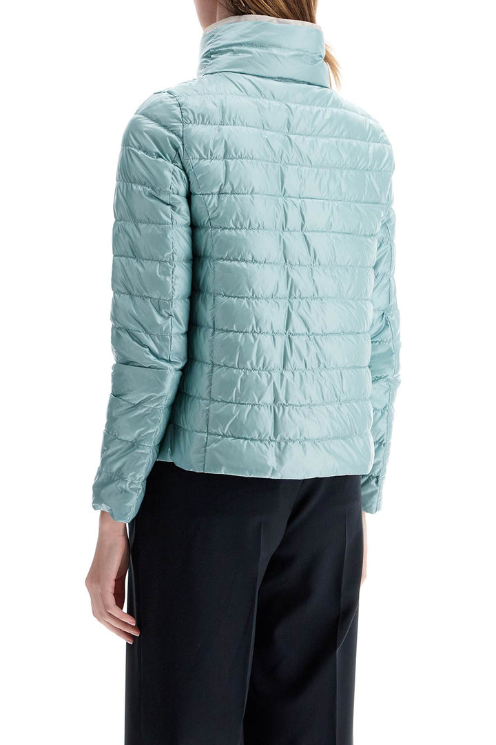 short puffer jacket in ice blue nylon with metal buttons-2