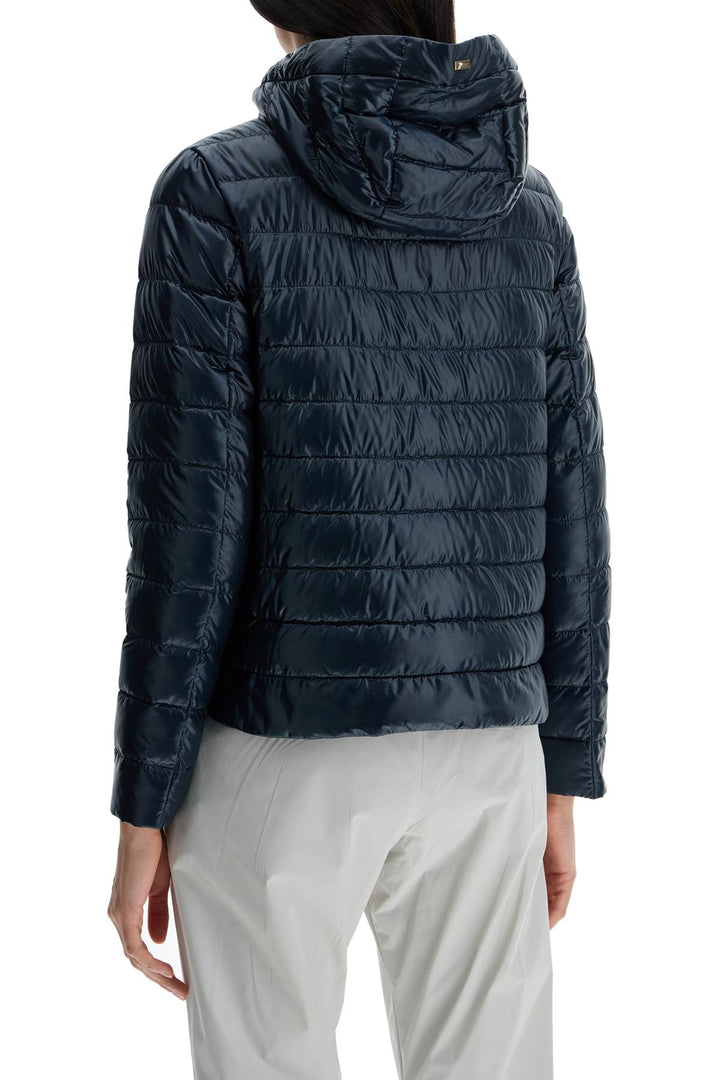 cropped down jacket with hood in ultralight dark blue nylon-2