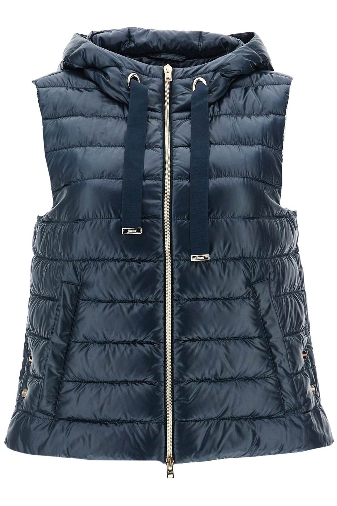 men's dark blue polyamide gilet with hood-0