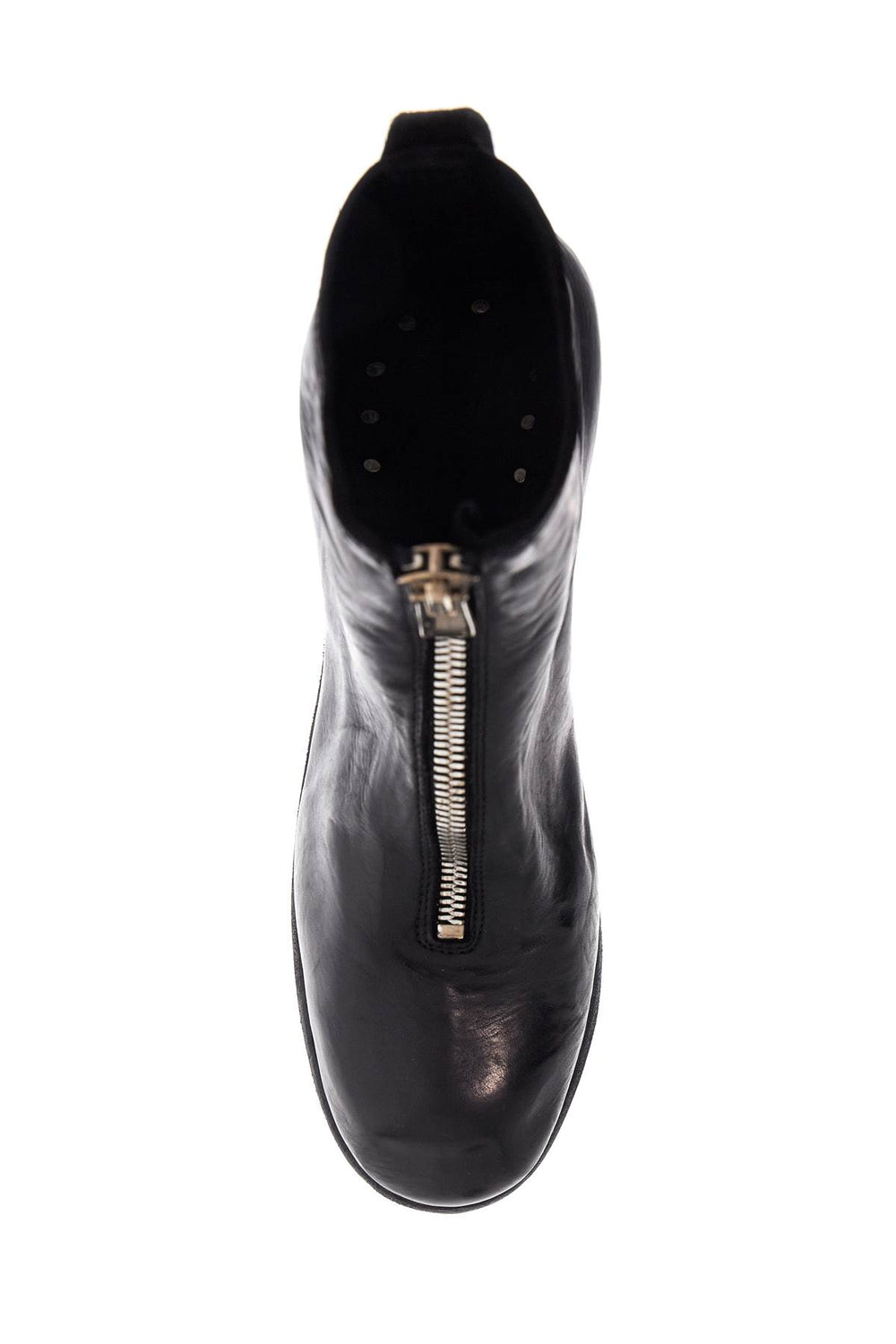 unisex leather boots in black horse and calfskin with metal zip-1