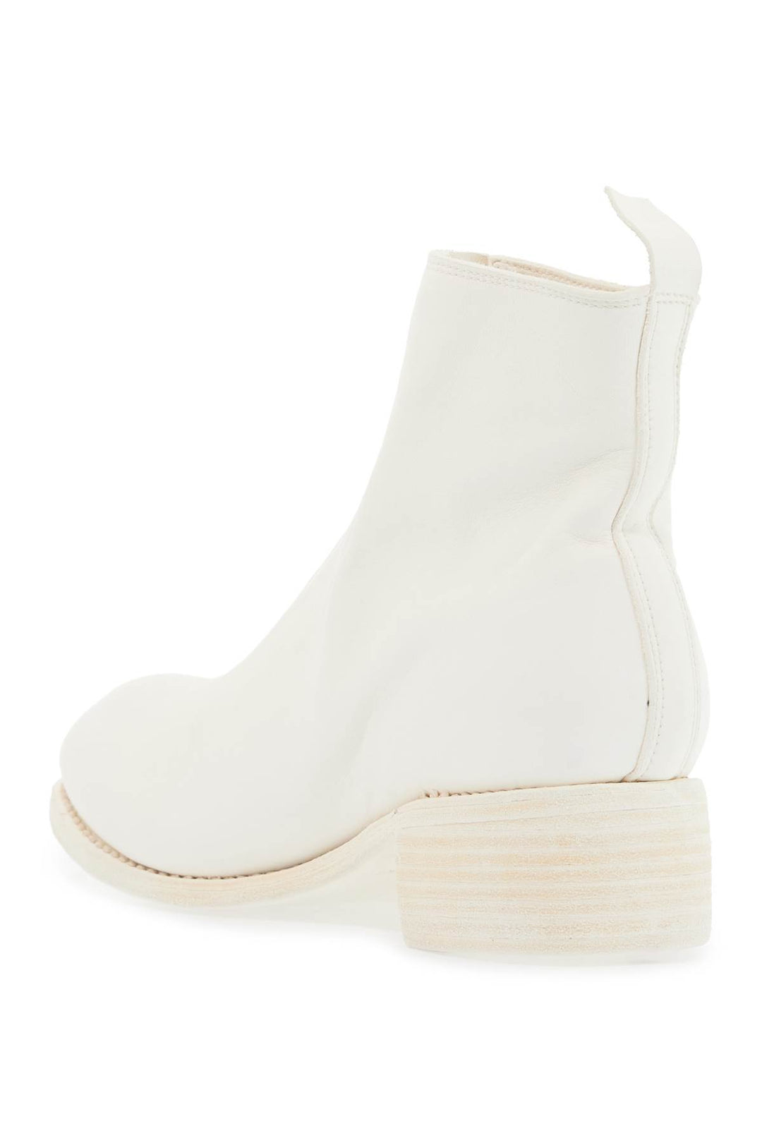 unisex white horse and calf leather boots with elegant side zip-2