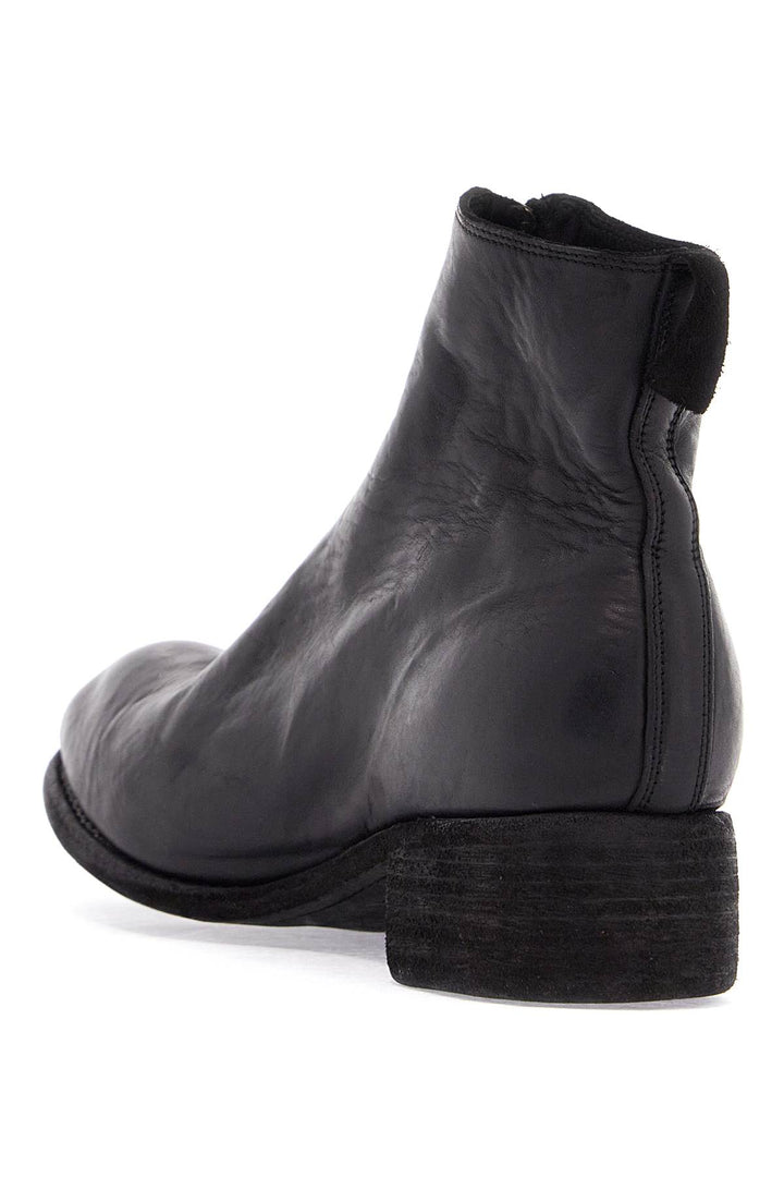 unisex leather boots in black horse and calfskin with metal zip-2