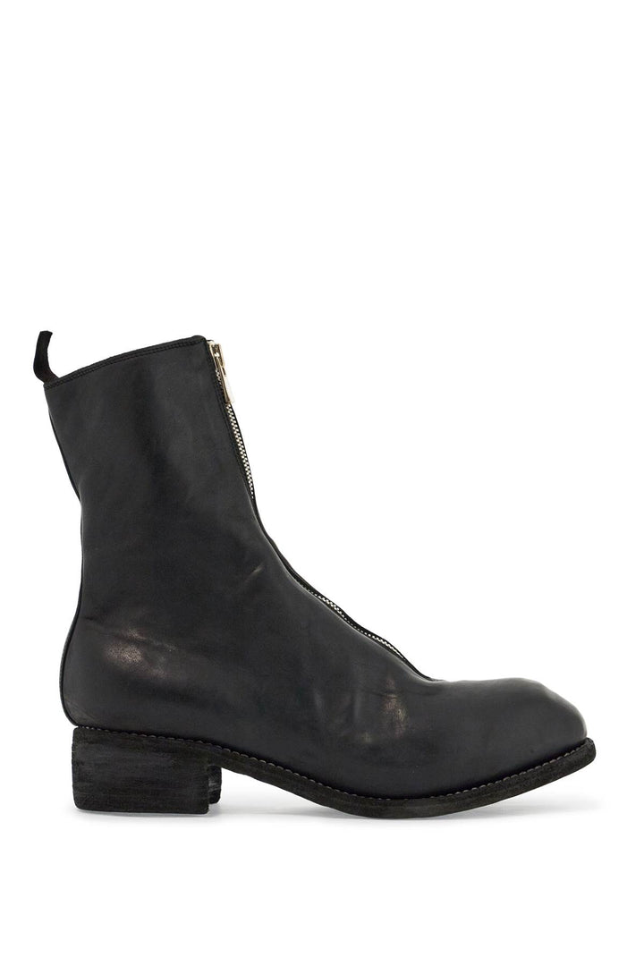 black horse and calf leather boots with side zip-0