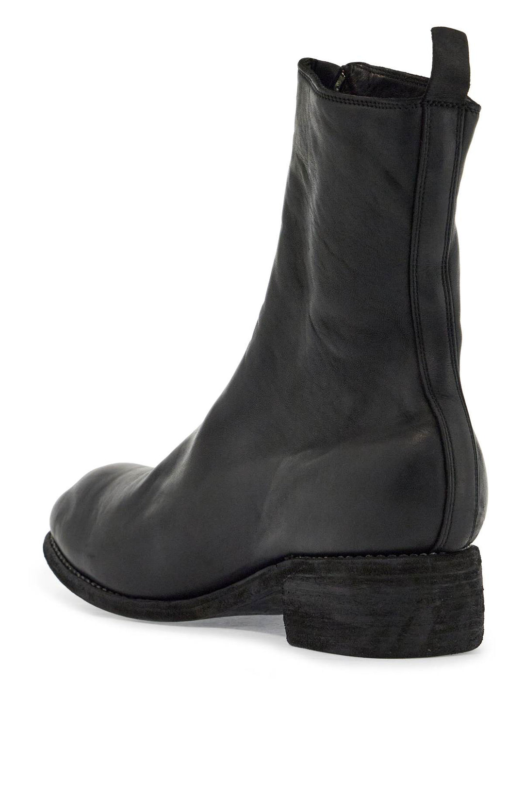 black horse and calf leather boots with side zip-2