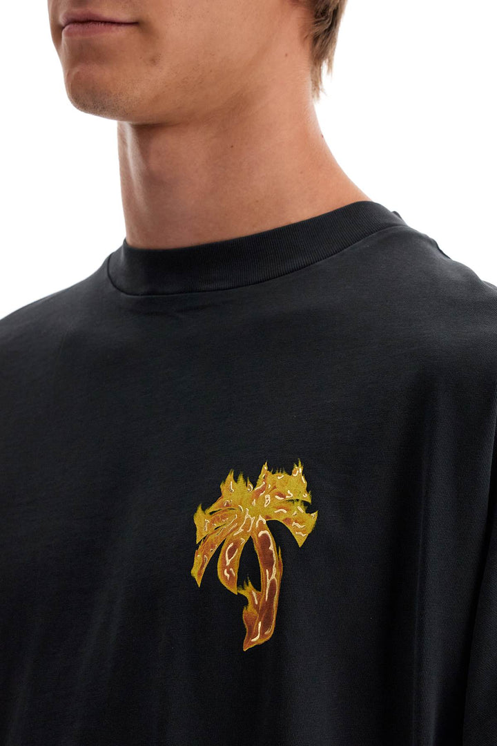 "burning palm oversized t-3