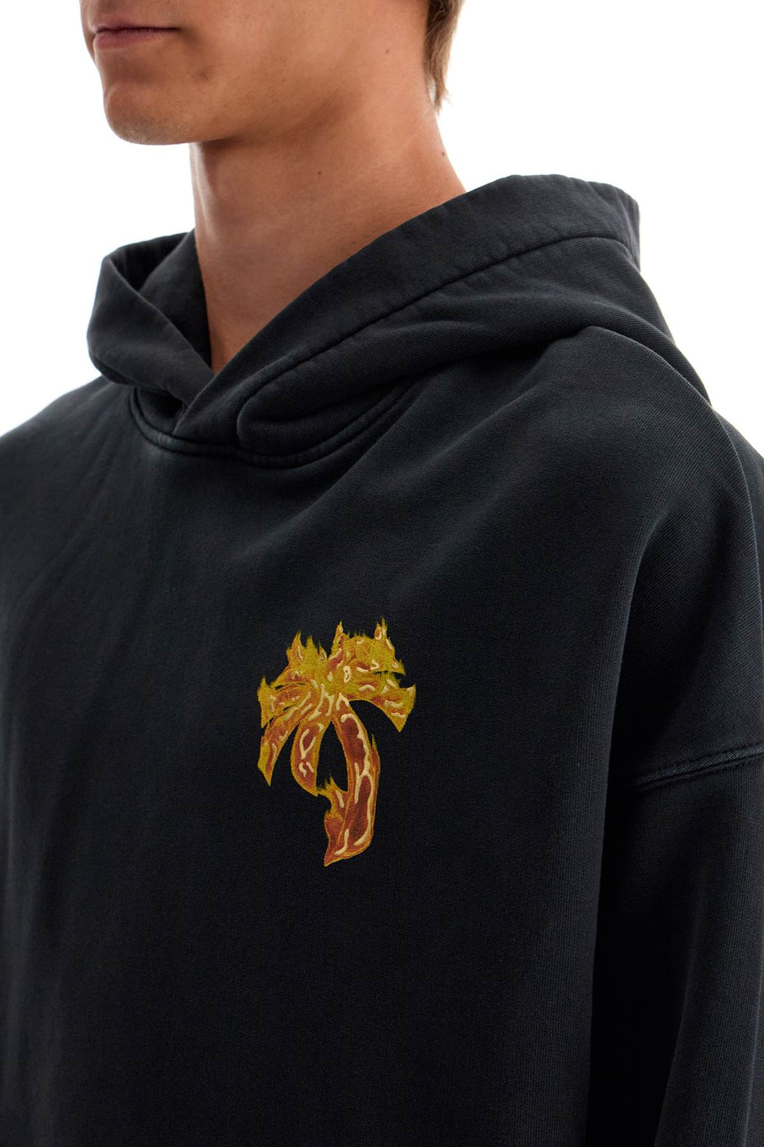 "burning palm oversized hoodie with hood"-3