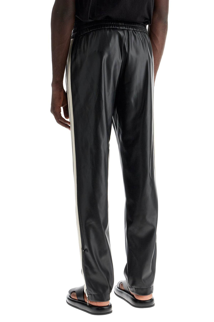 faux leather joggers with side stripes-2