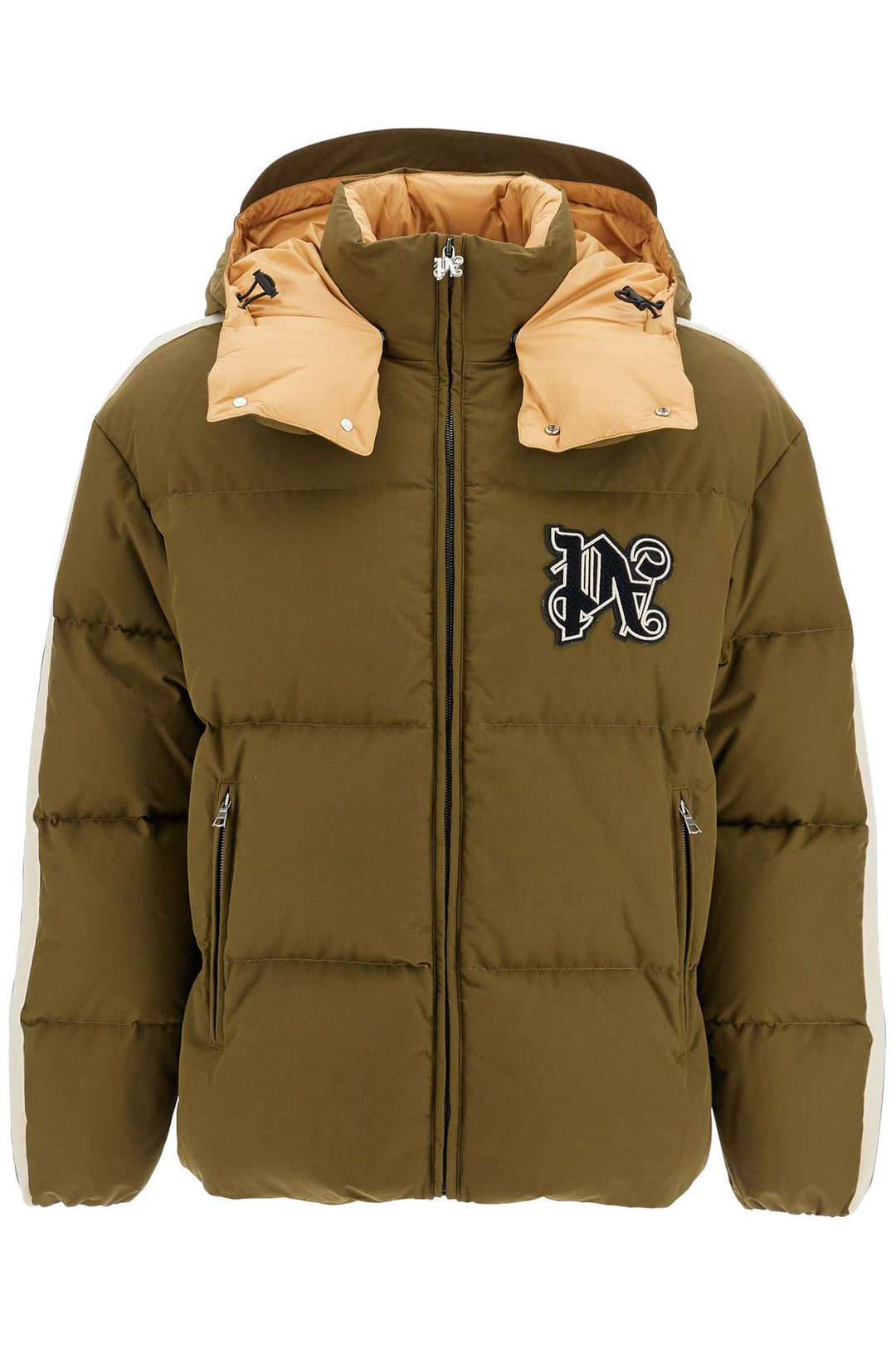 "down jacket with logo patch-0