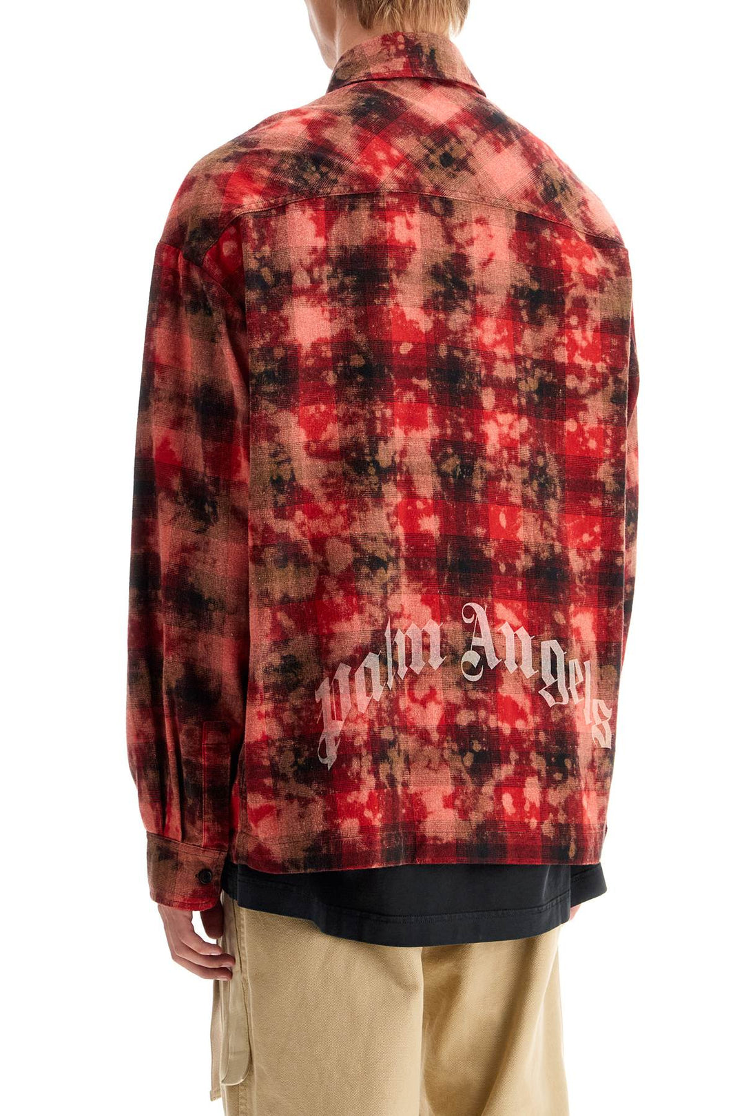 "flannel shirt with curved logo-2