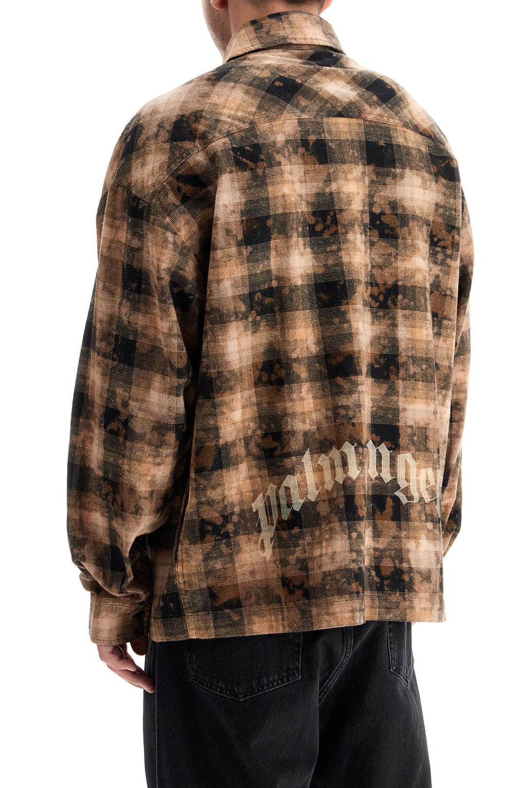 'flannel shirt with curved logo-2