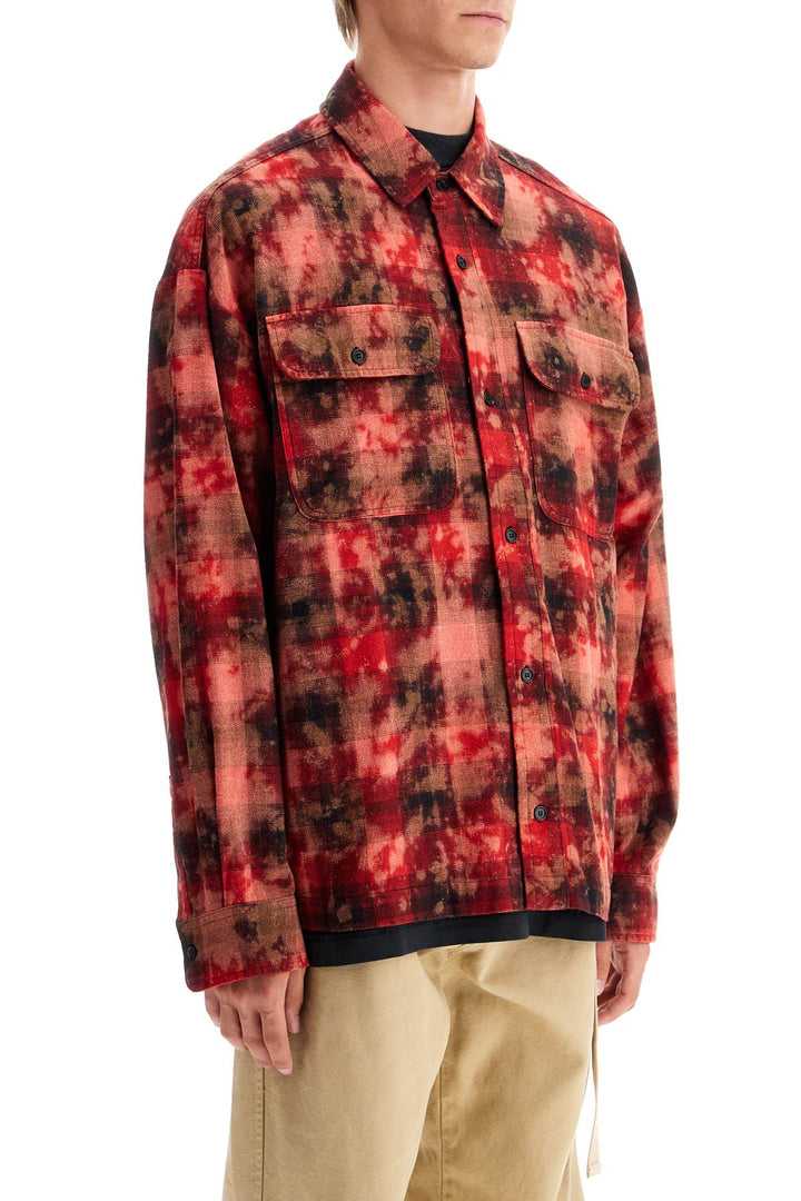 "flannel shirt with curved logo-1