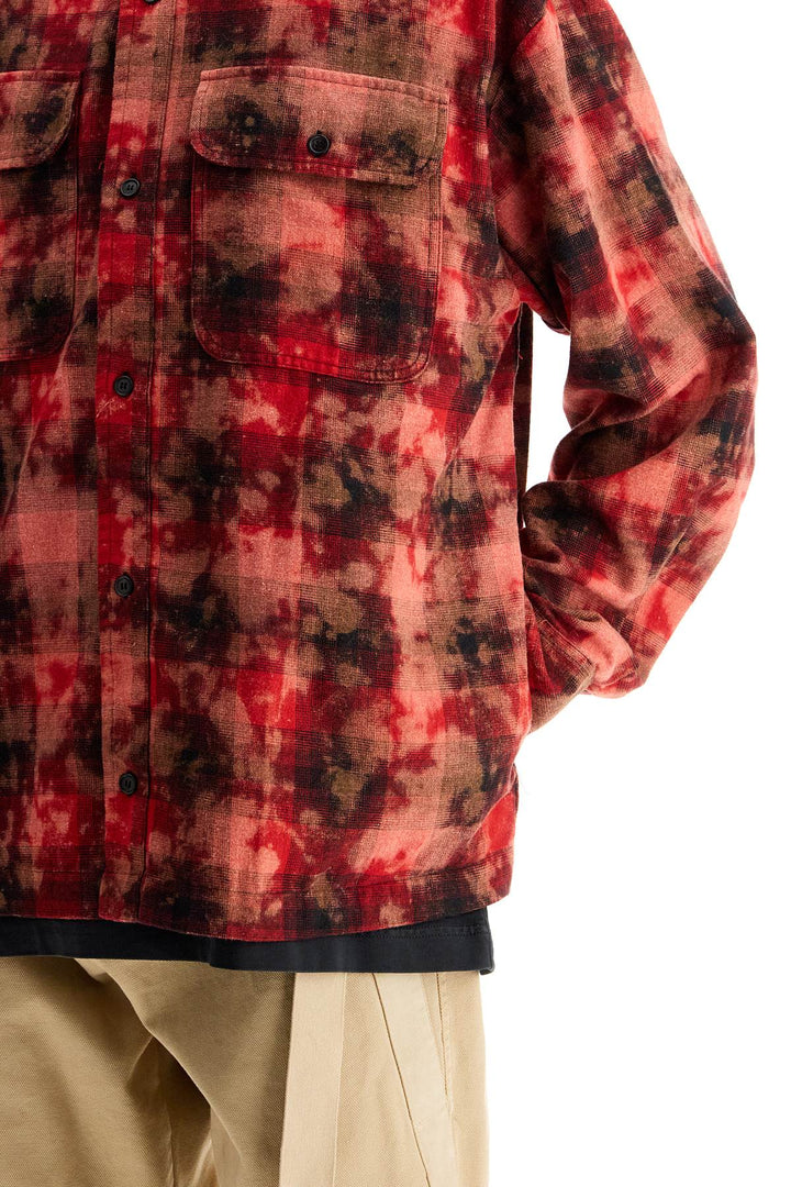 "flannel shirt with curved logo-3