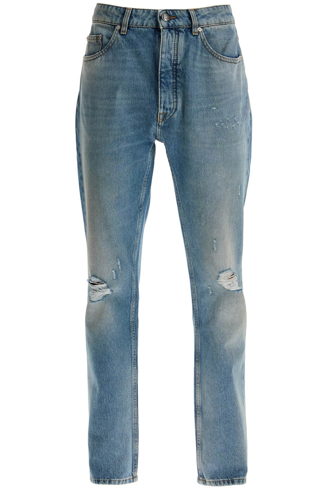 straight leg monogram print jeans-0