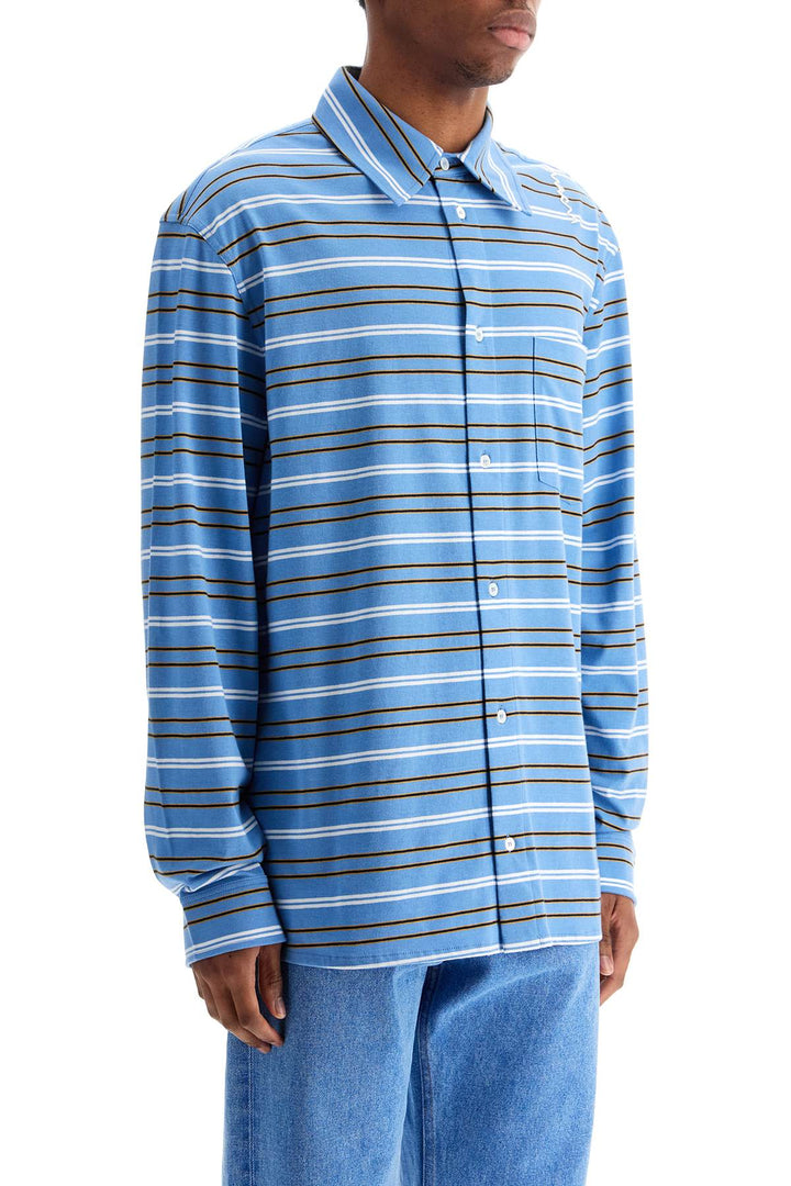 light blue cotton turtleneck polo with horizontal stripes-1