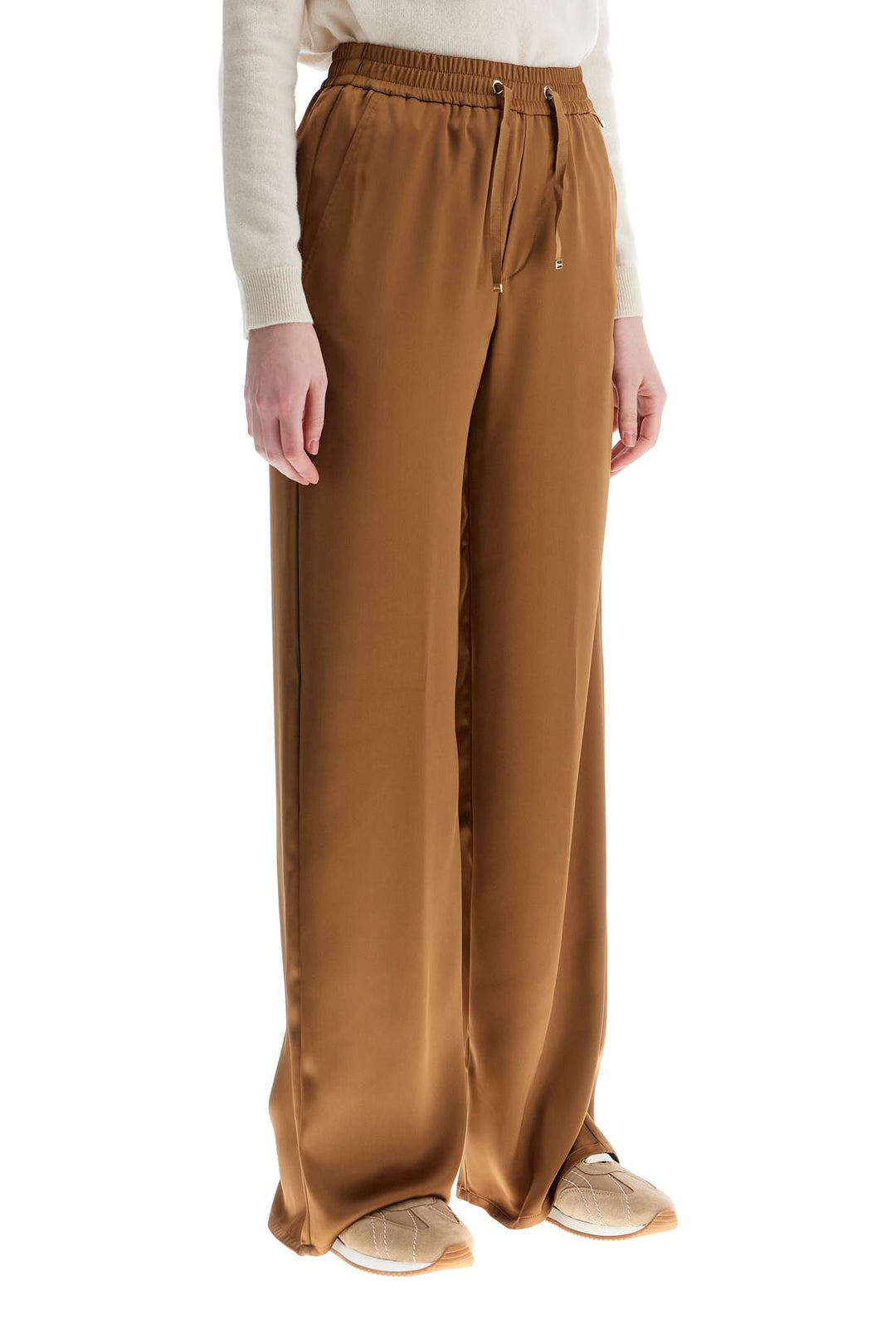 wide leg camel polyester pants-1