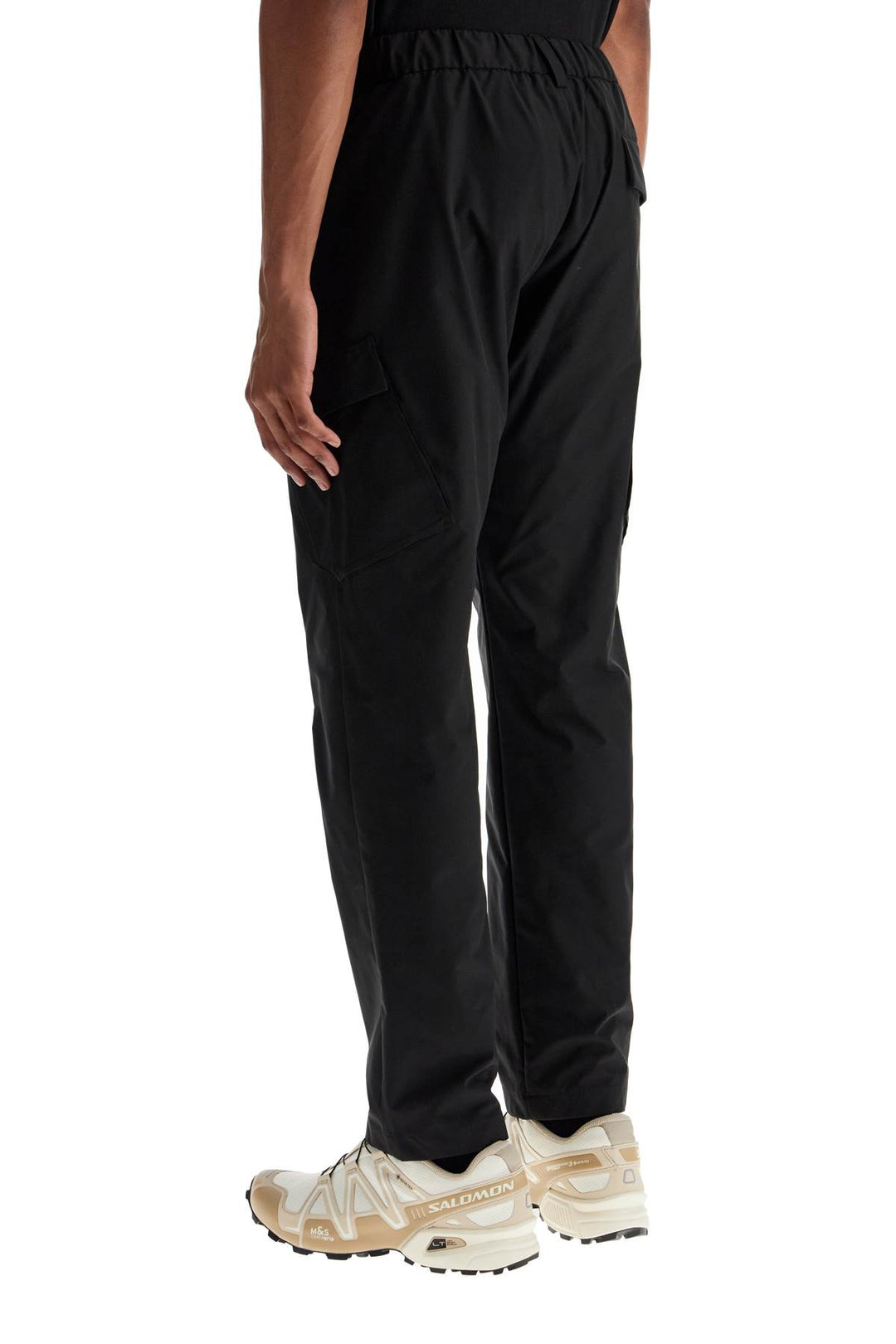 black polyester pants with patch pockets-2