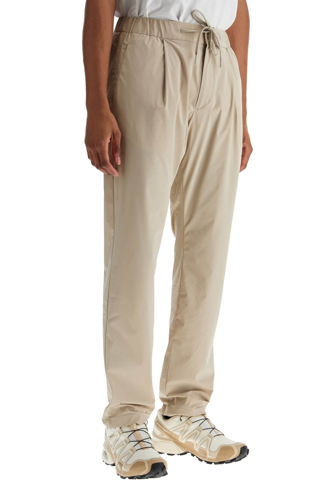 beige nylon straight pants-1