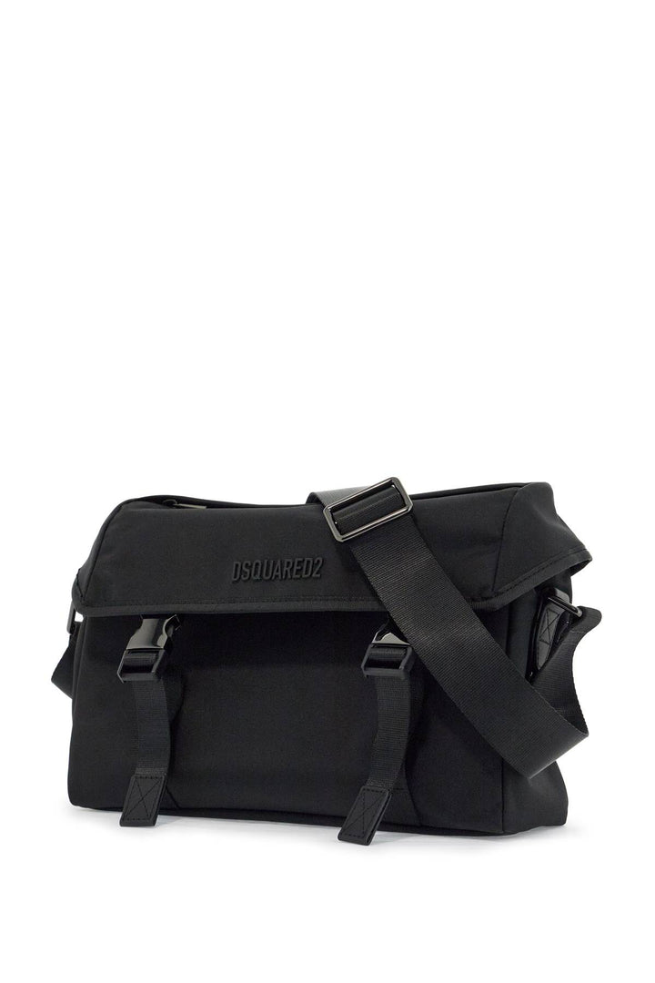 black shoulder bag in polyamide with spacious compartment-2