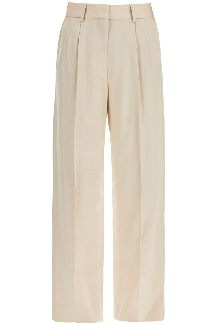 ivory viscose pants with embroidered pocket-0