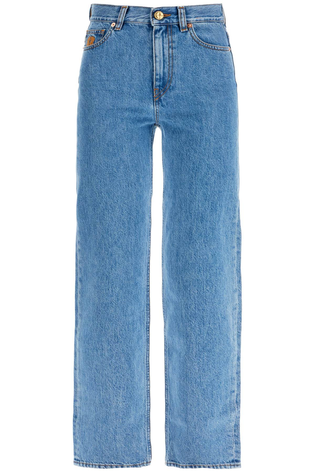 light blue cotton jeans with distinctive embroidery-0