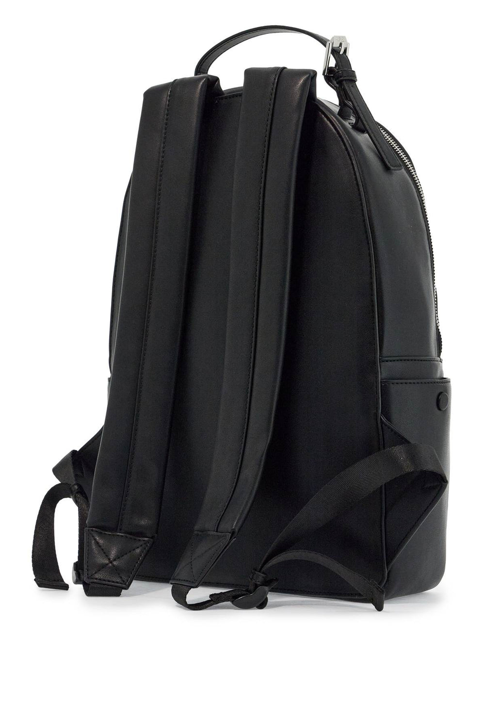 black unisex backpack in polyurethane with adjustable straps-1