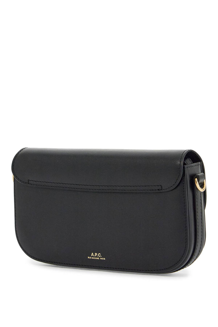 elegant black leather clutch with shoulder strap and gold chain-1