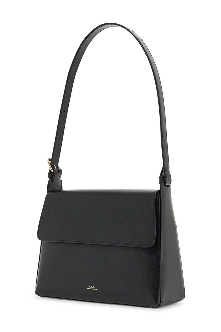 minimalist black leather women's bag with shoulder strap and flap closure-2