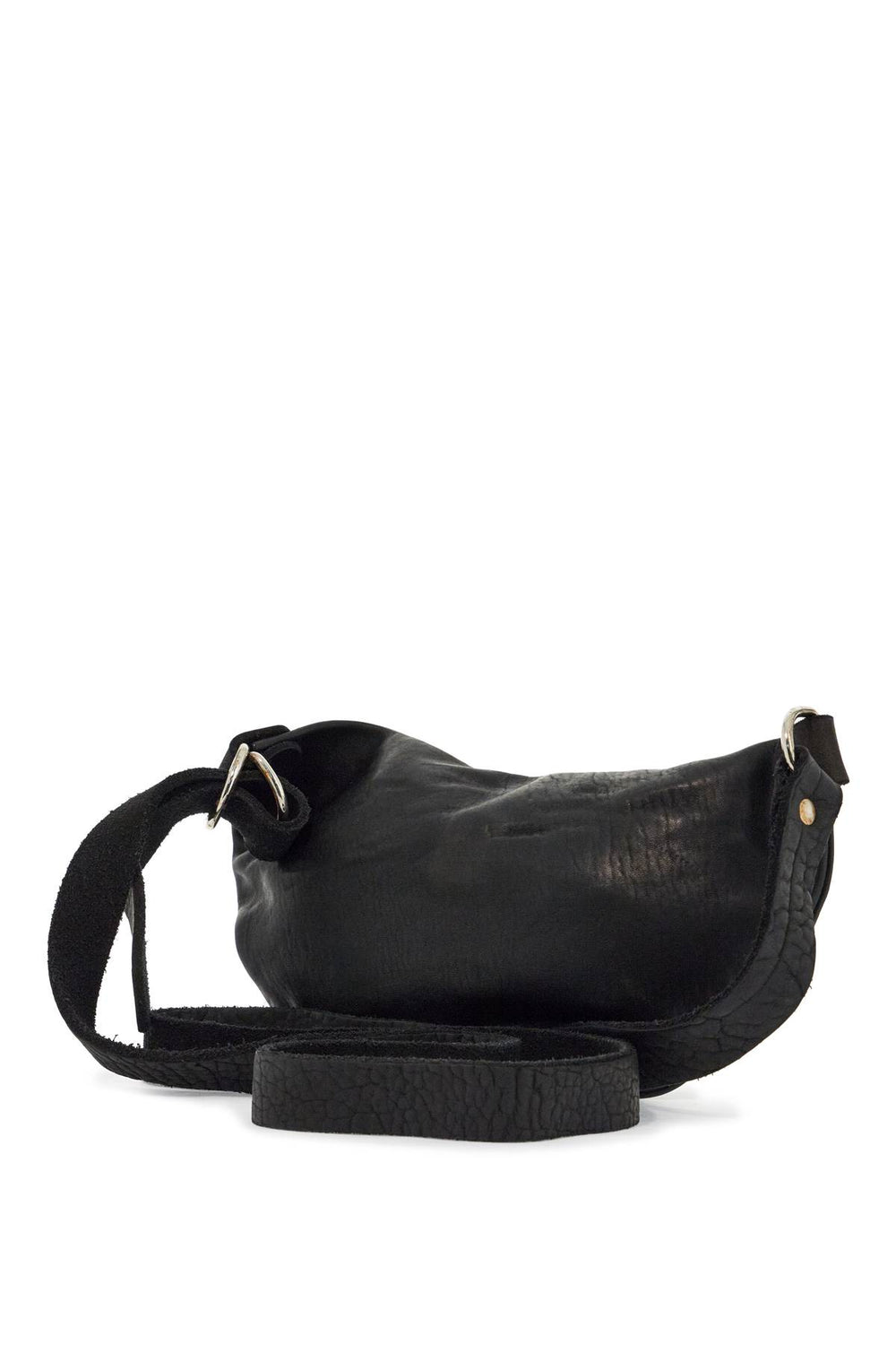 small black horse leather bag with adjustable shoulder strap-1