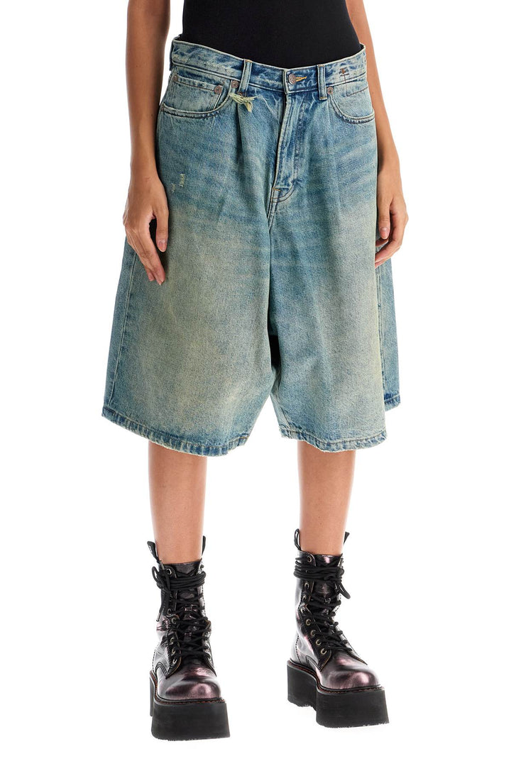 denim baggy bermuda shorts-1