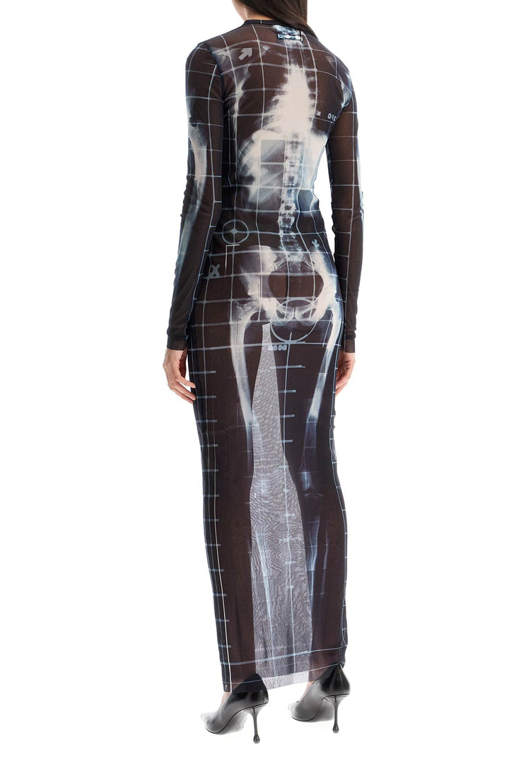 long dress with x-ray print in black, blue, and light blue squeletor-2