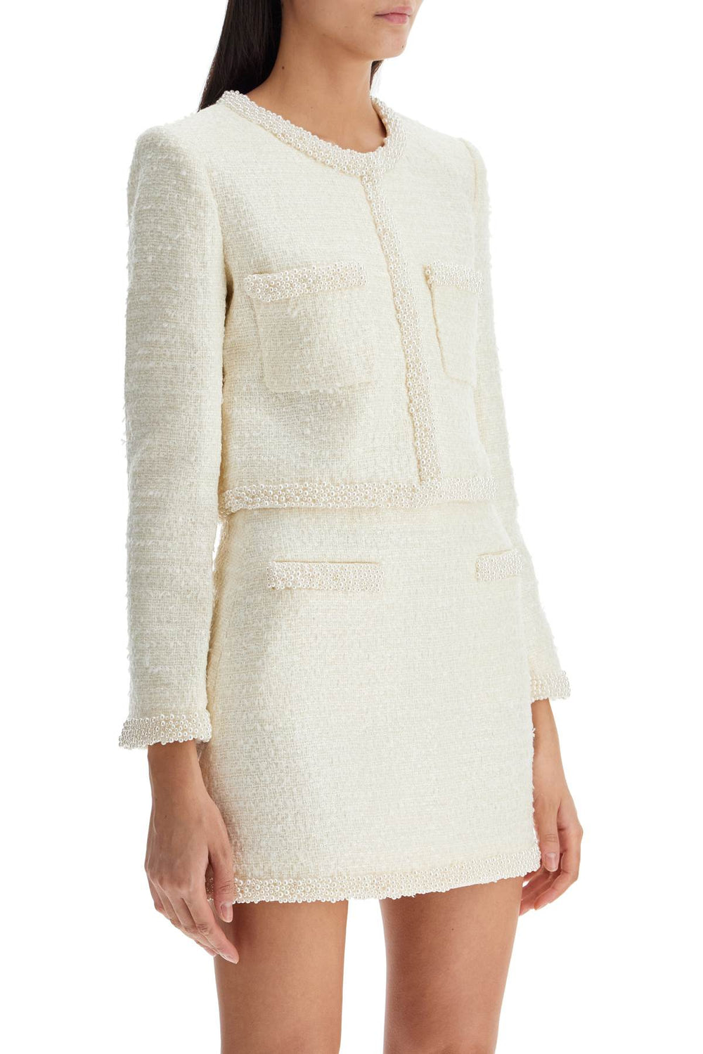 bouclé jacket with pearls and-1