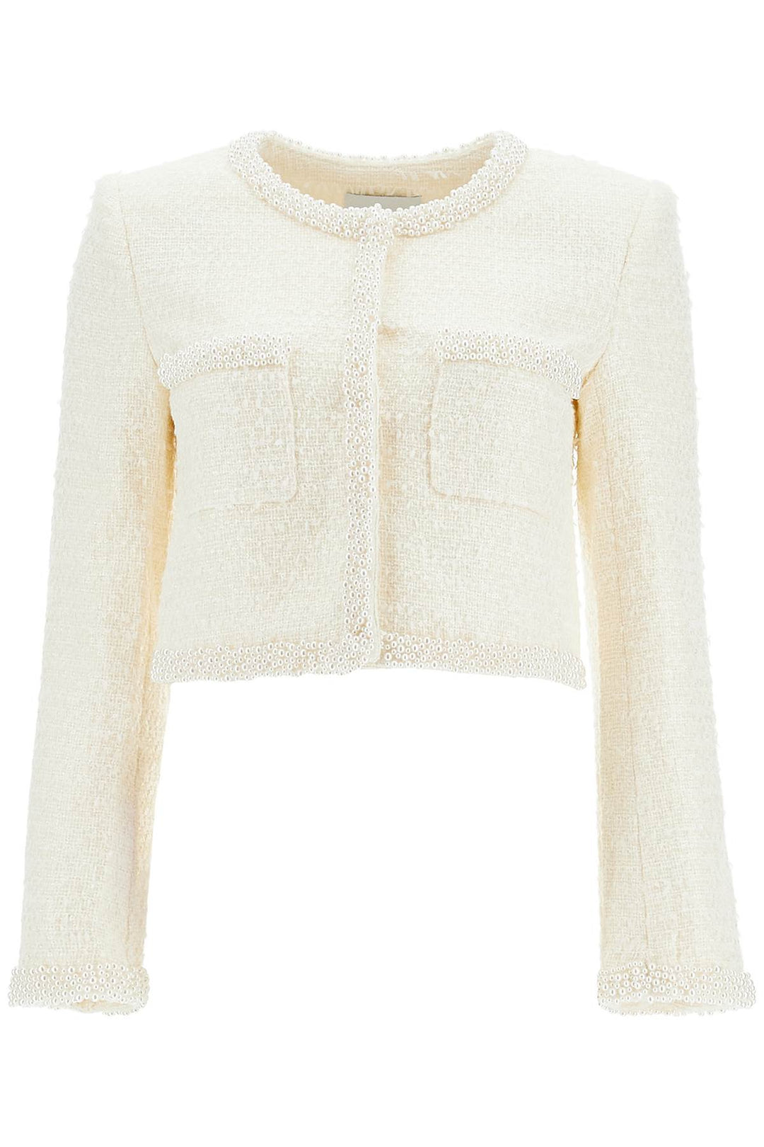 bouclé jacket with pearls and-0