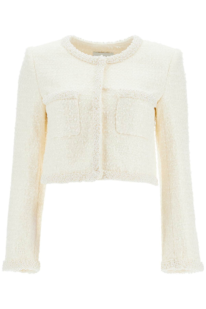 bouclé jacket with pearls and-0