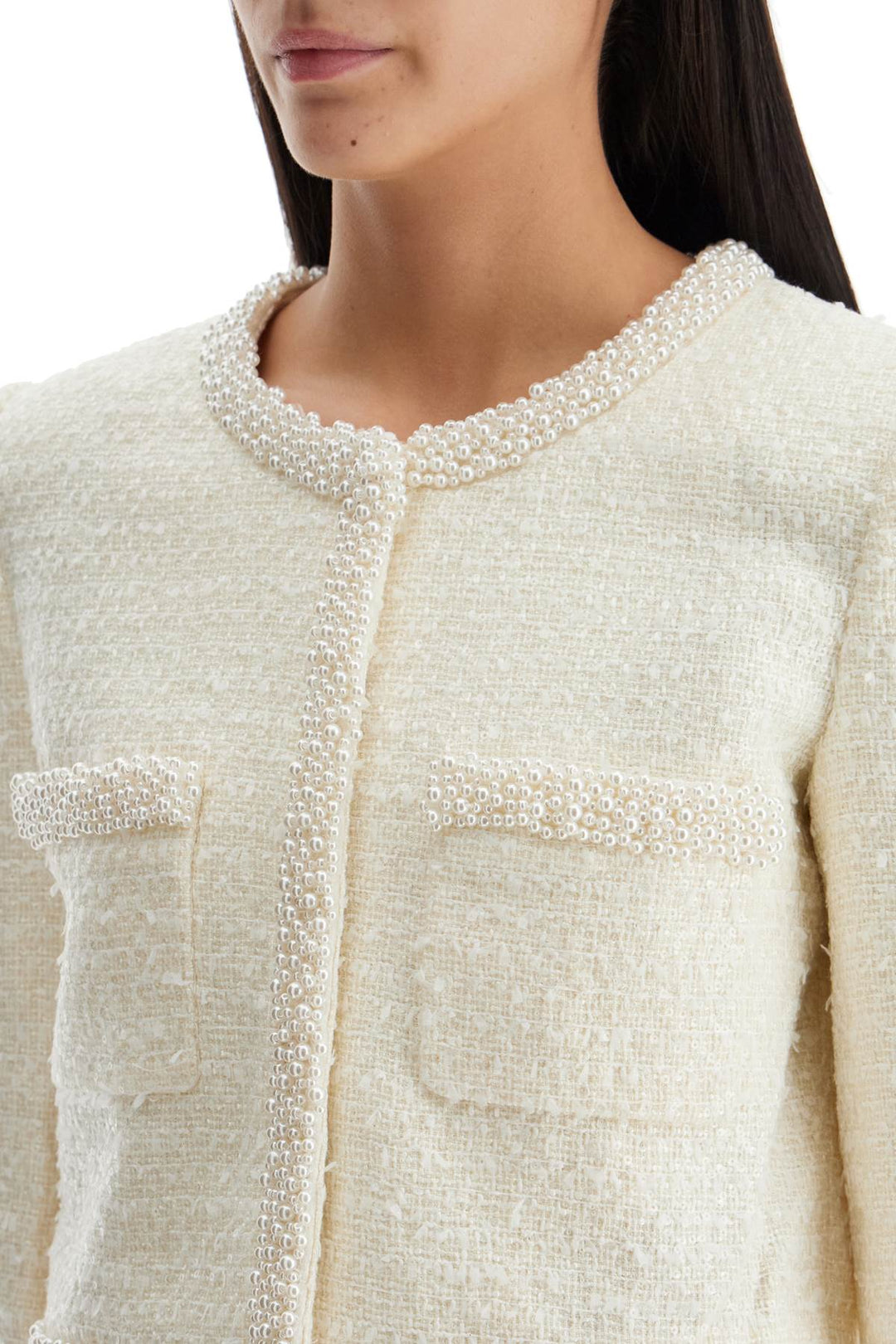 bouclé jacket with pearls and-3