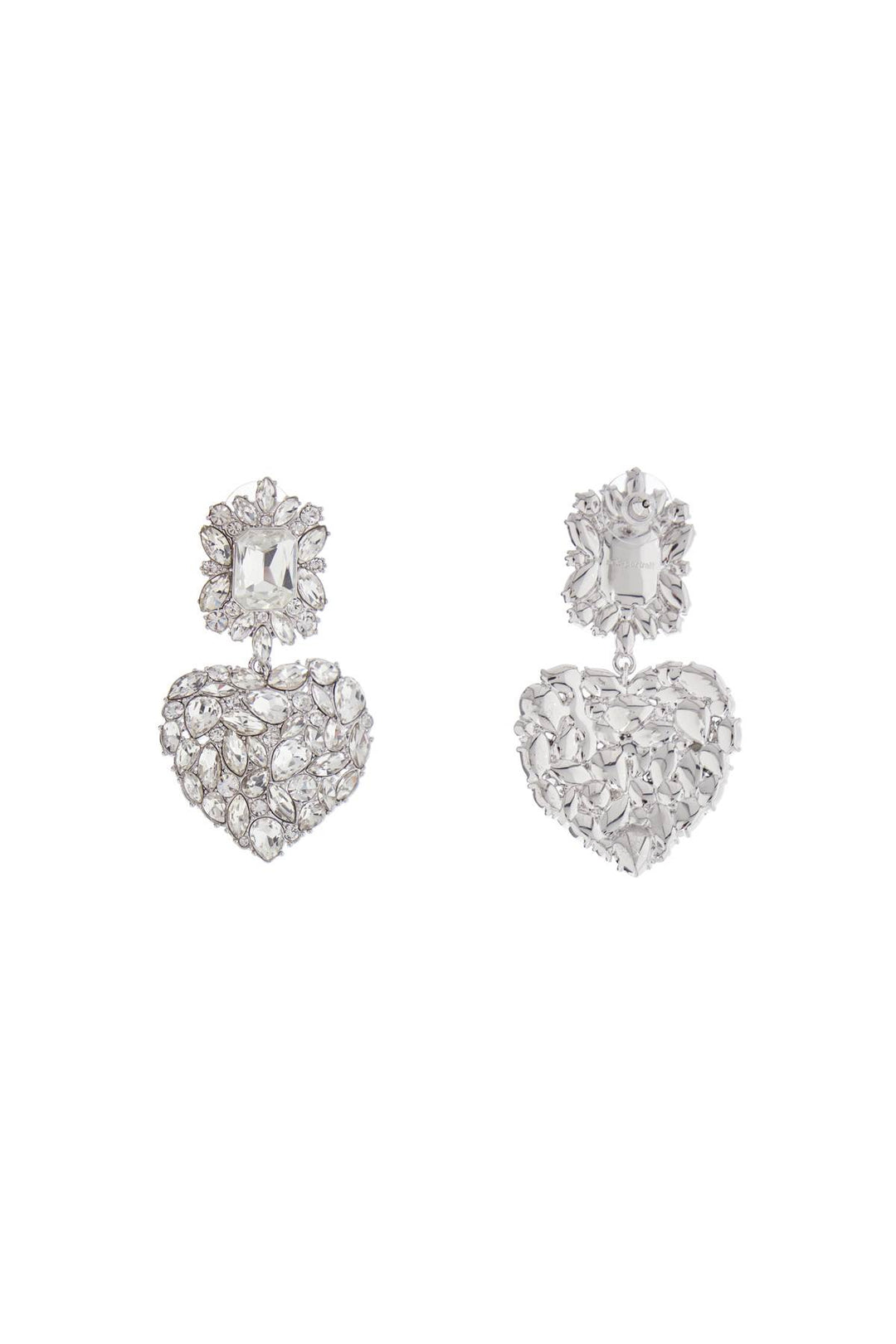 heart earrings with layered crystals in silver-1