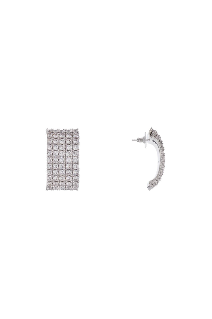 rectangular chain earrings with cubic zirconia in silver-0