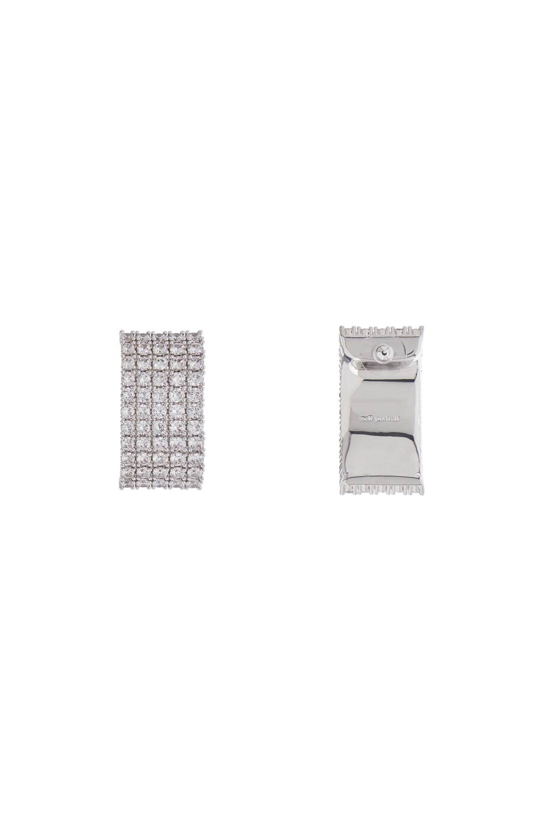 rectangular chain earrings with cubic zirconia in silver-2