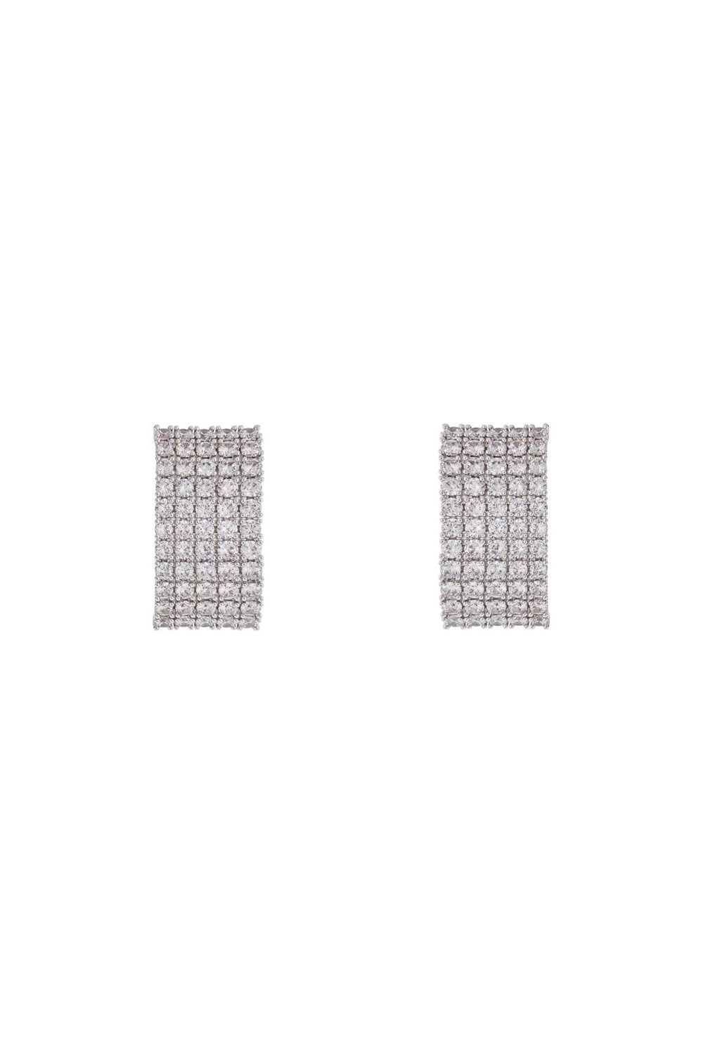 rectangular chain earrings with cubic zirconia in silver-1