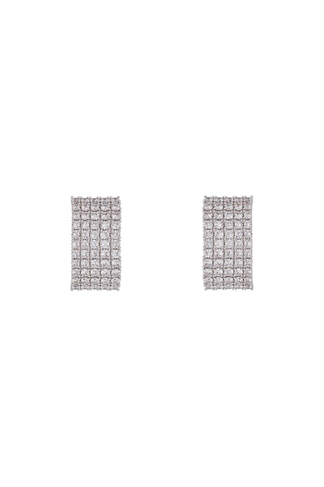 rectangular chain earrings with cubic zirconia in silver-1