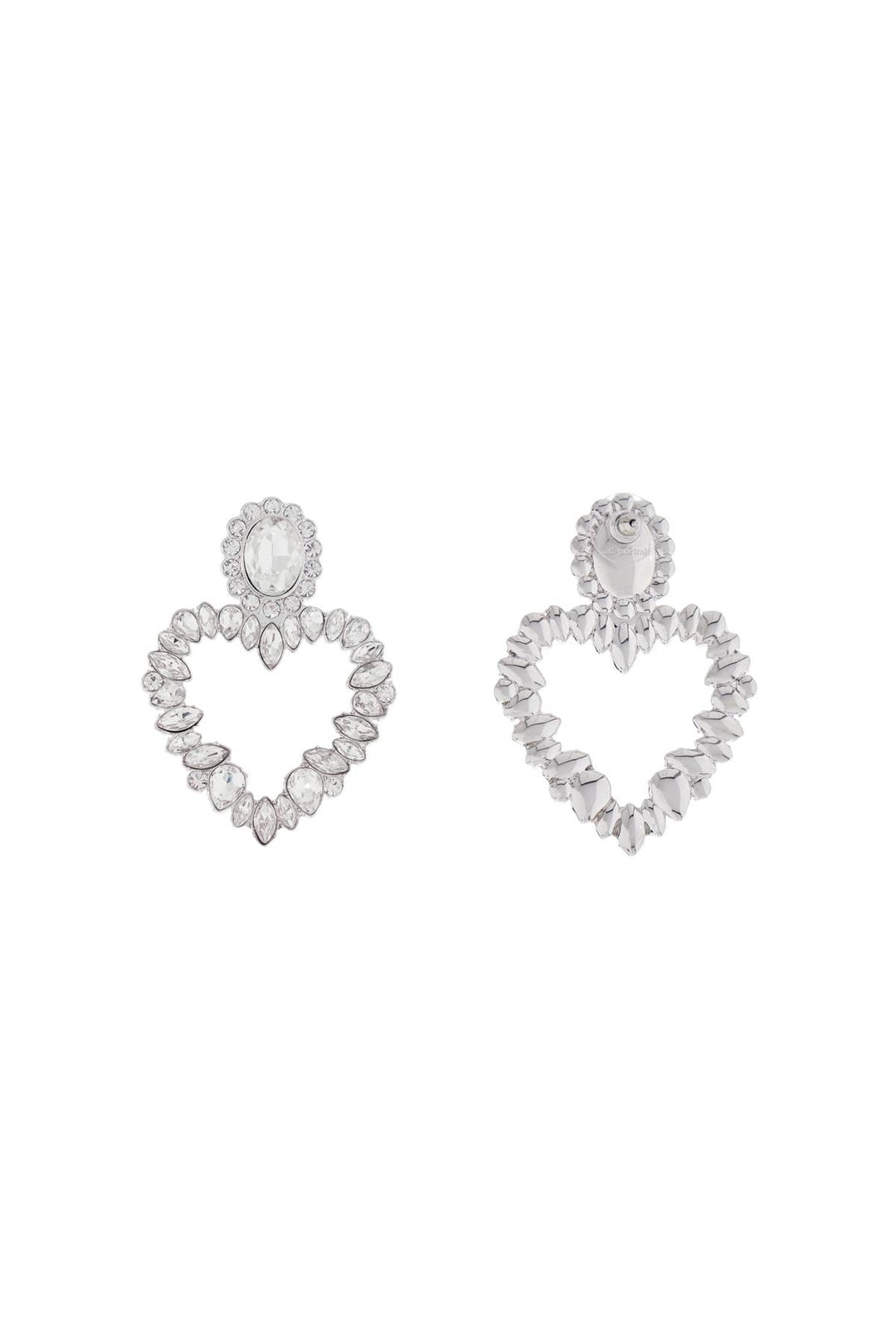 heart-shaped earrings with floral rhinestones and central oval silver-1