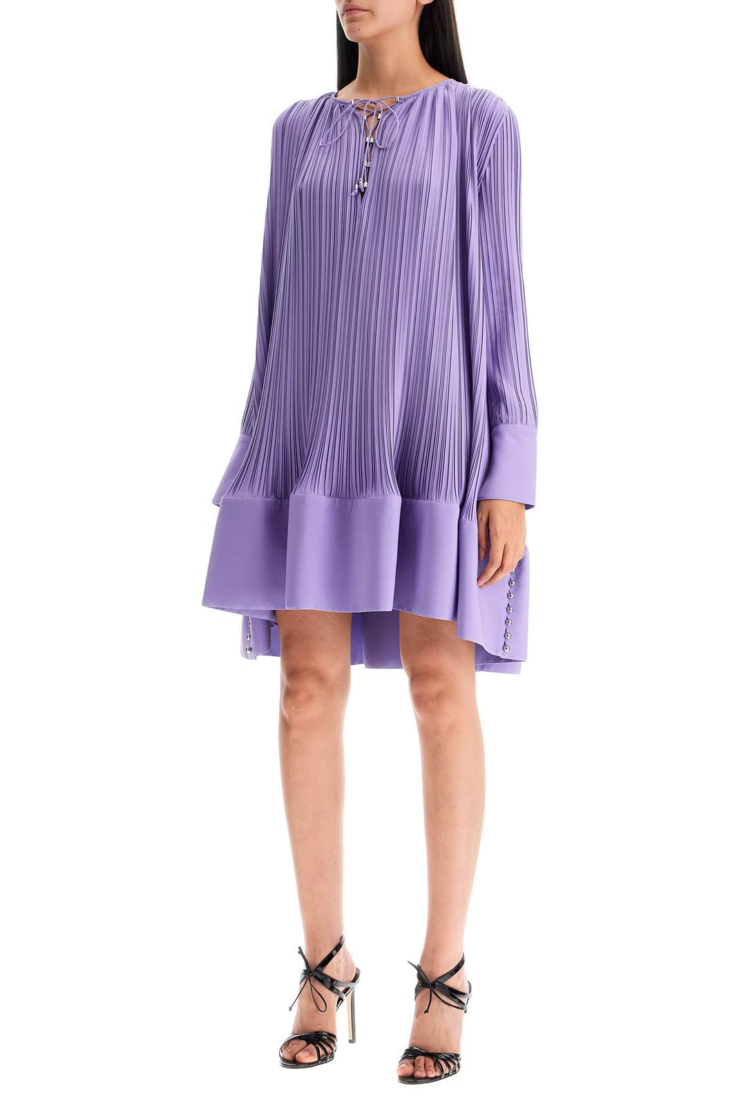 short pleated dress with ruffles-3