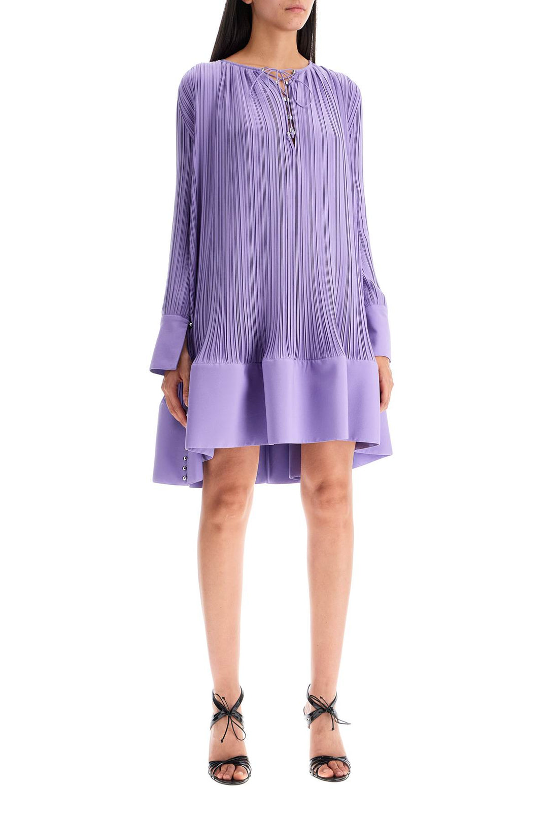 short pleated dress with ruffles-1