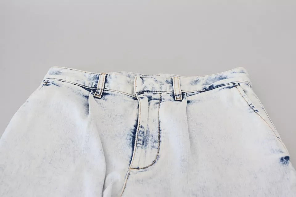 Light Blue Cotton High Waist Straight Denim Jeans