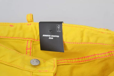 Yellow Cotton Low Waist Cropped Jennifer Denim Jeans