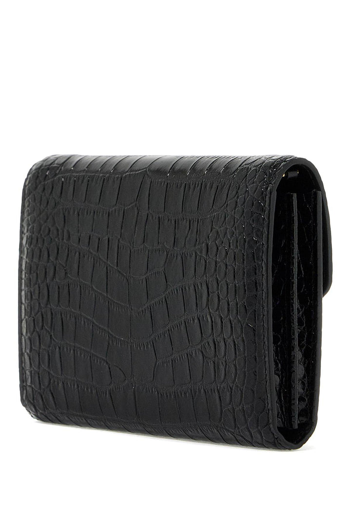 "embossed crocodile leather mini clutch-1