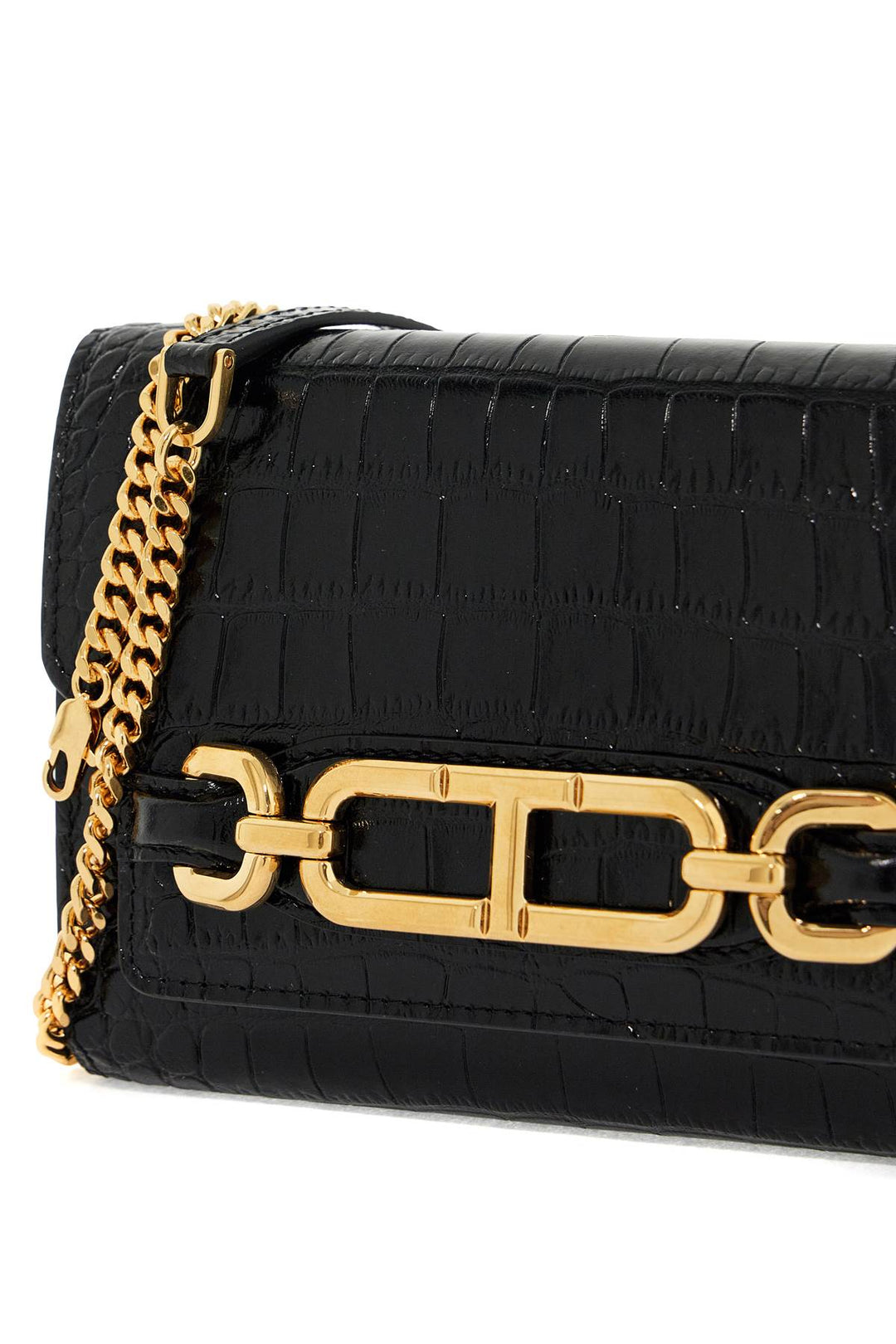 "embossed crocodile leather mini clutch-2