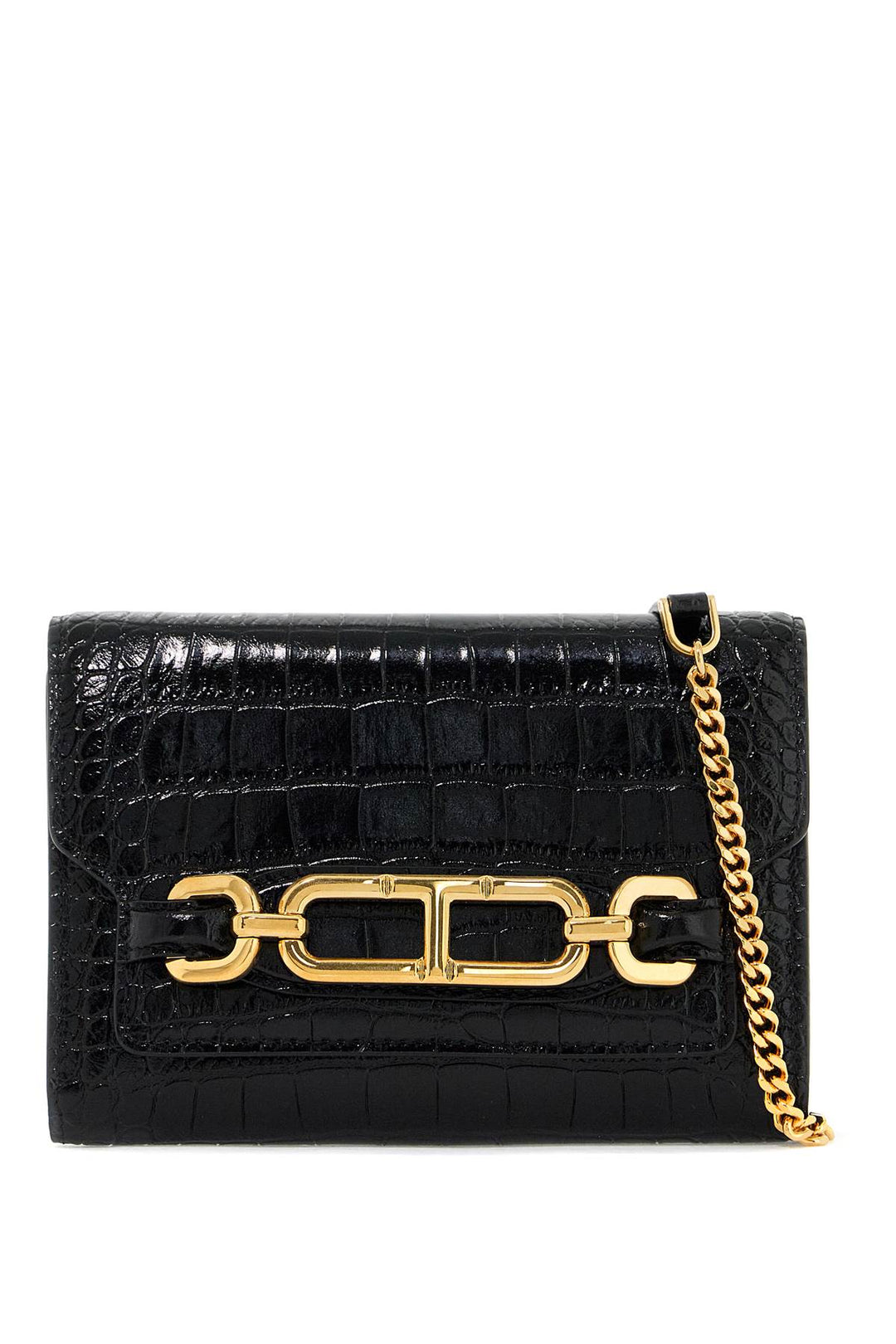 "embossed crocodile leather mini clutch-0