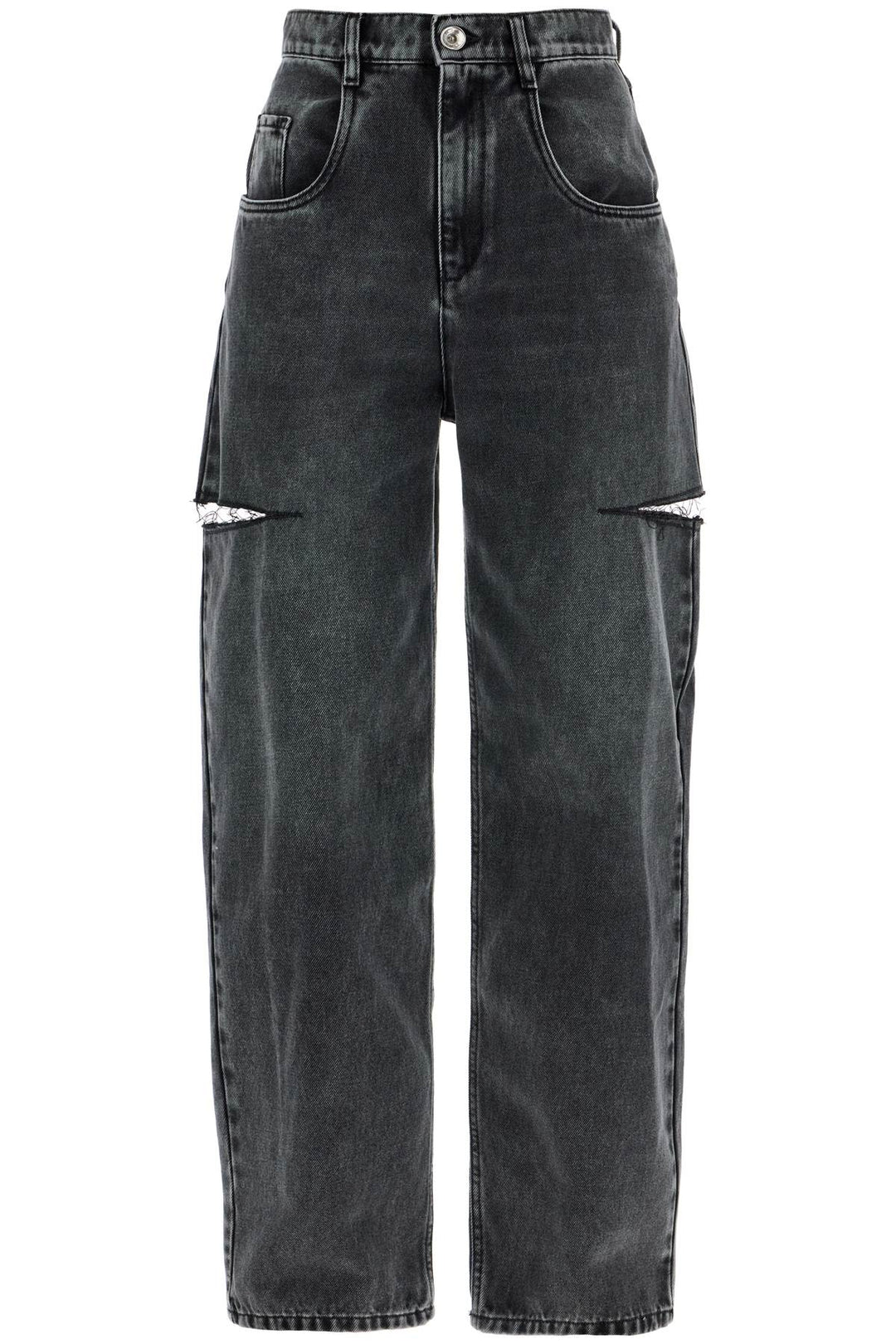 loose cut jeans with distressed-0